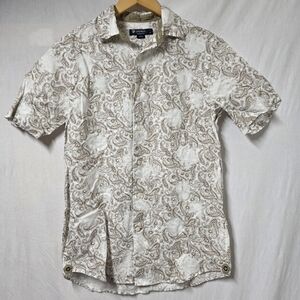 MENS CREMIEUX LINEN BANDANA PRINT BUTTON UP SHIRT SIZE SMALL